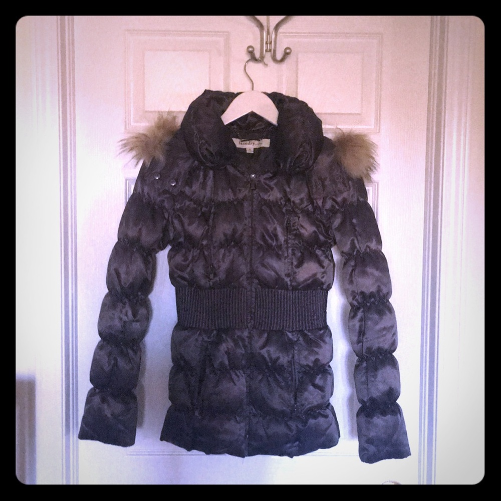 LAUNDRY BY DESIGN HOODED DOWN PUFFER COAT
